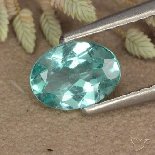 0.70ct Natural Medium Bluish Green Apatite, Oval, VS