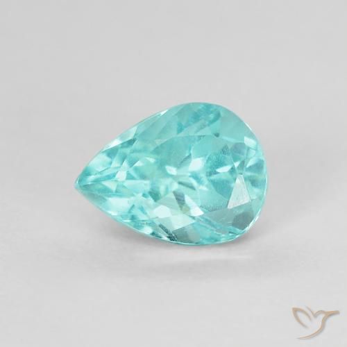 来自马达加斯加的 0,85 克拉梨形 绿松石磷灰石,尺寸 6,6 x 4,9 mm 毫米,VS净度,天然宝石,1 亮青色磷灰石,莫氏硬度为 5 - 5, Photo A