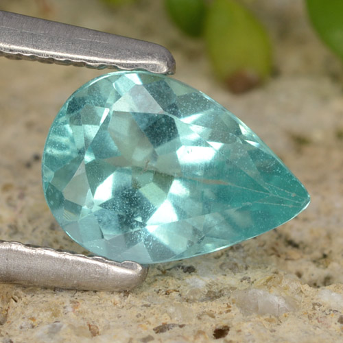 Electric Blue Green Apatite Gem - 0.7ct Pear Facet (ID: 475742)
