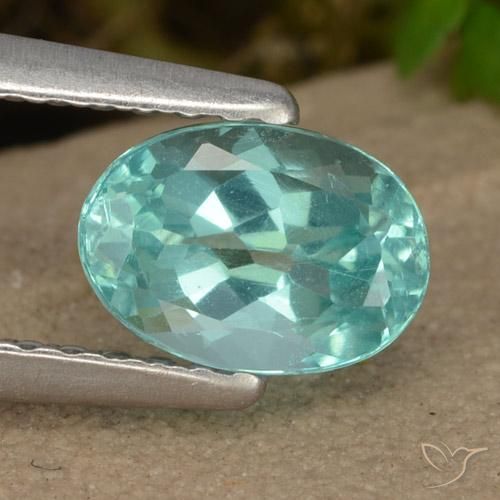 0.97 ct Blue Green Apatite, 7 x 5 mm Oval Cut From Madagascar, Photo A