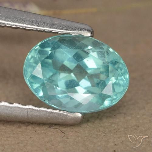 1 ct Blue Green Apatite, 6.9 x 5 mm Oval Cut From Madagascar, Photo A
