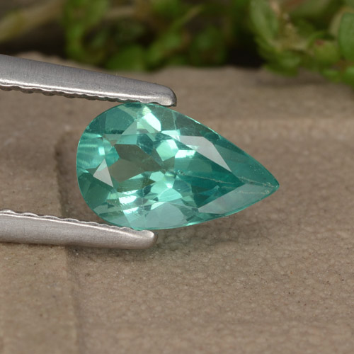 Blue Green Apatite Gem - 0.9ct Pear Facet (ID: 476155)