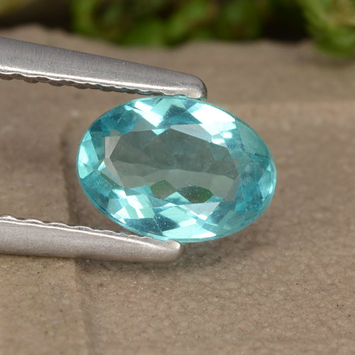 Electric Blue Apatit Edelstein - 0.7ct Oval facettiert (ID: 476160)