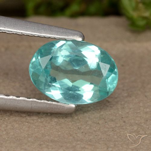 Apatita Turquesa Forma ovalada de 7,1 x 5,1mm de Madagascar, peso de 0.87 ct, piedra preciosa natural Caliente en claridad VS, Apatita de 1 pieza - Color: Verde azulado claro, dureza Mohs de 5 - 5, Photo A