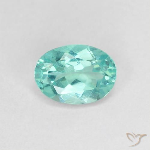 Apatita Turquesa Forma ovalada de 0.83 ct de Madagascar, dimensión 6,9 x 5,1mm, piedra preciosa natural Caliente, claridad VS, Apatita de 1 pieza en color Cerceta claro, dureza Mohs de 5 - 5, Photo A