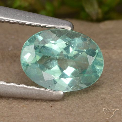 Apatita Turquesa Forma ovalada de 6,9 x 5,1mm de Madagascar, peso de 0.92 ct, piedra preciosa natural Caliente en claridad VS, Apatita de 1 pieza - Color: Verde azulado medio, dureza Mohs de 5 - 5, Photo A