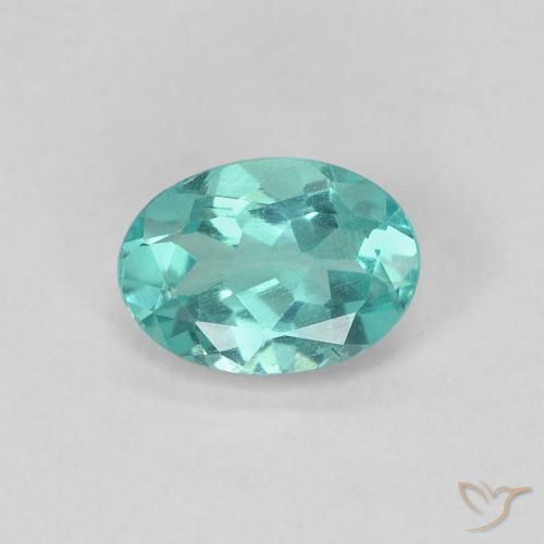 Apatite Turquoise oval facet 6,9 x 5mm de Madagascar, poids de 0,8 ct, pierre gemme naturelle Chauffé de pureté VS, 1 pièce Apatite, couleur : Bleu vert moyen, dureté de Mohs de 5 à 5, Photo A