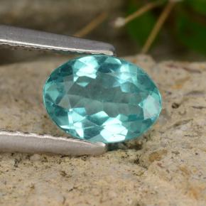 0.79 ct Blue Apatite Gemstone, Apatite Gem in Oval Facet Shape for Sale.