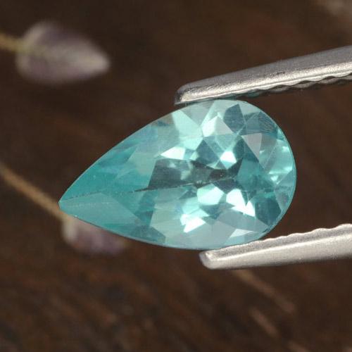 Apatita Turquesa Pera de 8,1 x 5,1mm de Madagascar, peso de 0.83 ct, piedra preciosa natural Caliente en VS Clarity, Apatita Corte en forma de pera de 1 pieza - Color: Verde azul intenso, dureza Mohs de 5 - 5, Photo A