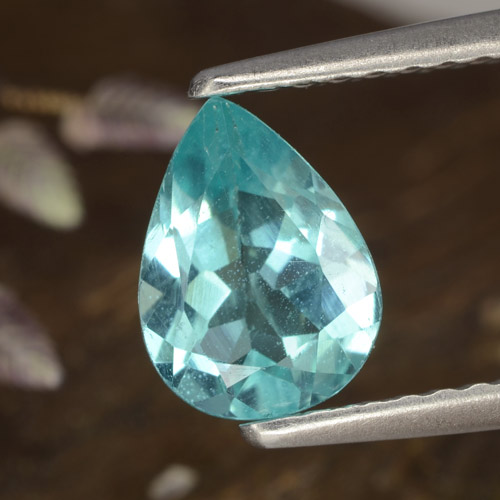 Bright Blue Green Apatite Gem - 1ct Pear Facet (ID: 476402)