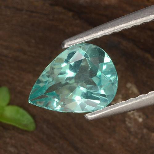 Electric Blue Green Apatite Gem - 1ct Pear Facet (ID: 476446)