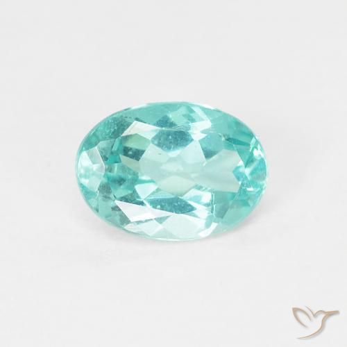 Apatite Bleu-vert intense Ovale 0,83 ct de Madagascar, Dimension 6,9 x 4,9mm, Pierre gemme naturelle Chauffé, pureté VS, 1 pièce Apatite oval facet, dureté de Mohs de 5 à 5, Photo A