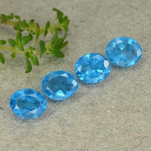 1.32 ctw Blue Apatite Stones, Natural Apatite in Oval Facet Shape for Sale