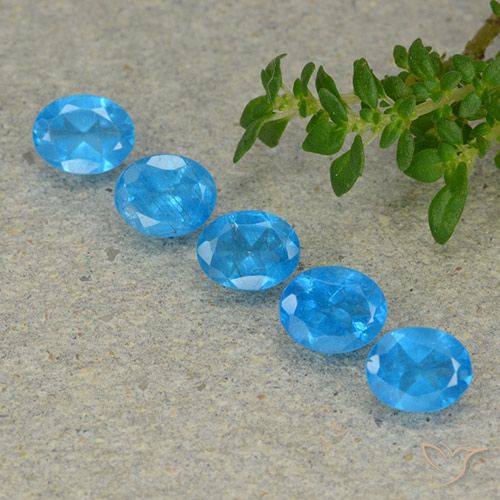 2.01ctw Natural Intense Azure Blue Apatite, Oval, VS