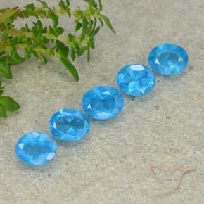 1.63 ctw Blue Apatite Stones, Natural Apatite in Oval Facet Shape for Sale