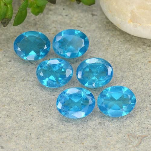 2.10 ctw Blue Apatite Stones, Natural Apatite in Oval Facet Shape for Sale