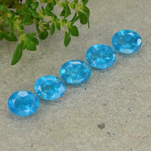 1.87 ctw Blue Apatite Stones, Natural Apatite in Oval Facet Shape for Sale