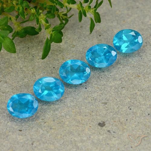 1.81 ctw Blue Apatite Stones, Natural Apatite in Oval Facet Shape for Sale