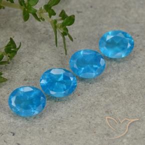 1.57 ctw Blue Apatite Stones, Natural Apatite in Oval Facet Shape for Sale