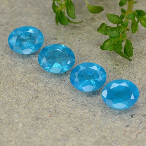 1.38 ct Blue Apatite, 5 x 4 mm Oval Cut From Madagascar, Photo A