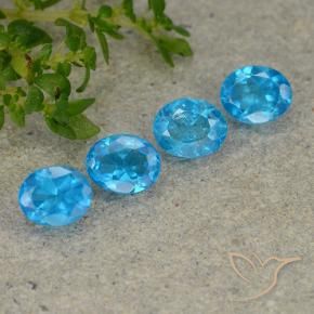 1.11 ctw Blue Apatite Stones, Natural Apatite in Oval Facet Shape for Sale