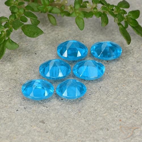 Apatite Gemstones in 4.8 x 3.9 mm Size for Sale, Apatite Stones in Azure Blue Color