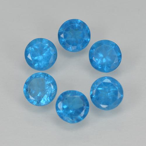 Azul intenso Apatita Gema - 0.2ct Faceta Redonda (ID: 501854)