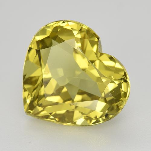 6.12 ct Yellow Apatite Stone, Natural Apatite in Heart Facet Shape for Sale