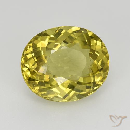 6.18 ct Yellow Apatite Stone, Natural Apatite in Oval Portuguese-Cut Shape for Sale