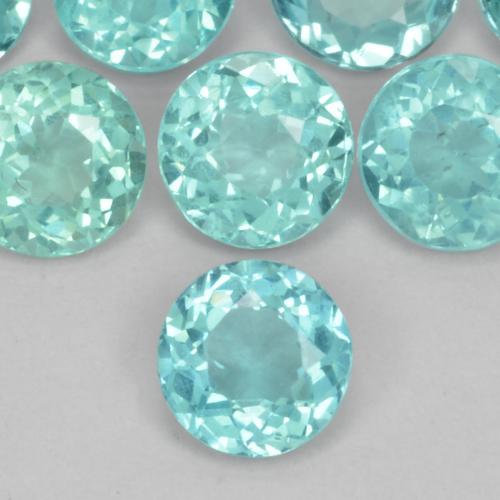 0.48 ct Turquoise Apatite Gemstone, Apatite Gem in Round Facet Shape for Sale.