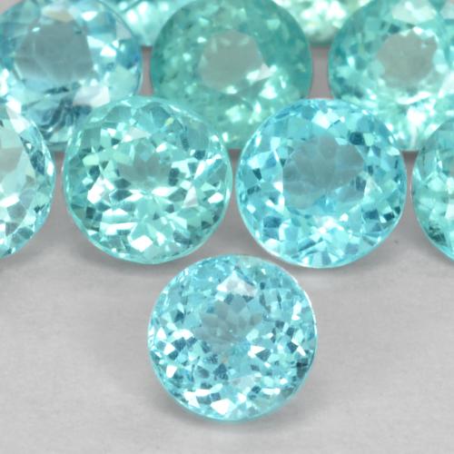0.41 ct Turquoise Apatite Gemstone, Apatite Gem in Round Facet Shape for Sale.
