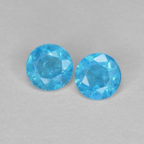 Electric Azure Blue Apatite Gem - 0.2ct Round Facet (ID: 613942)