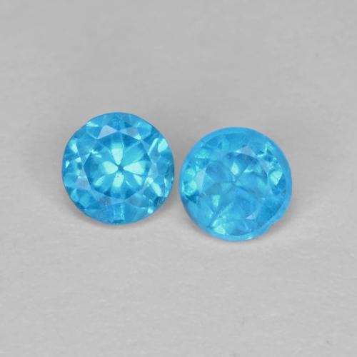 Electric Azure Blue Apatite Gem - 0.2ct Round Facet (ID: 613946)