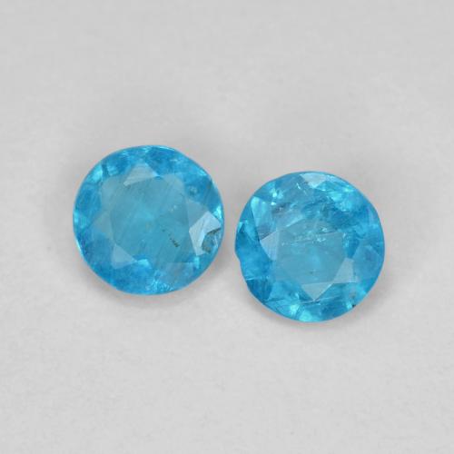 Electric Azure Blue Apatite Gem - 0.1ct Round Facet (ID: 614396)