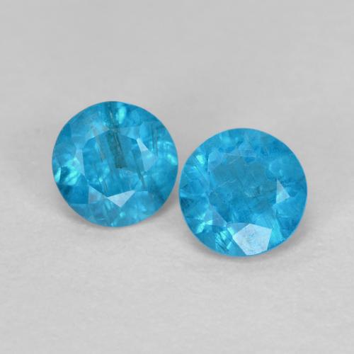 0.35 ctw Blue Apatite Gemstones, Apatite Gems in Round Facet Shape for Sale.