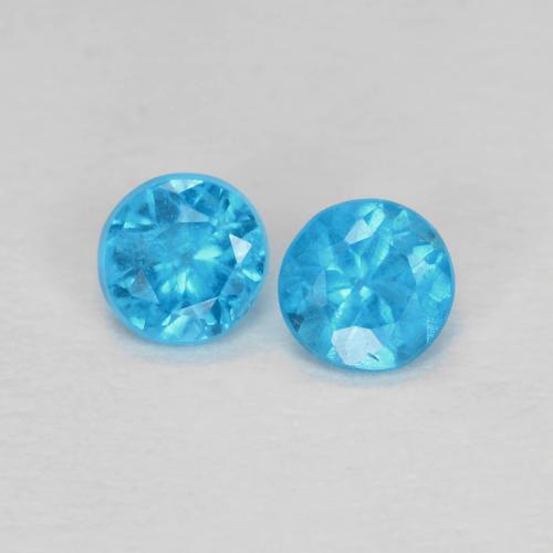 0.32 ctw Blue Apatite Gemstones, Apatite Gems in Round Facet Shape for Sale.