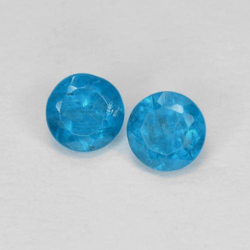 0.40 ctw Blue Apatite Gemstones, Apatite Gems in Round Facet Shape for Sale.