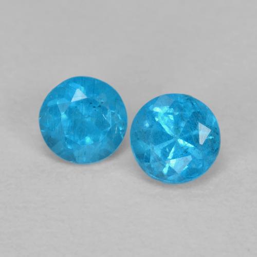 Azure Blue Apatite Gem - 0.2ct Round Facet (ID: 628159)