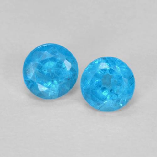 Paire Apatite Tour 3,5mm - Poids total 0,43 ct / moyenne 0,22 ct chaque, pierre gemme naturelle Non traité, couleur Bleu azur avec pureté VS, dureté Mohs 5 à 5, Photo A
