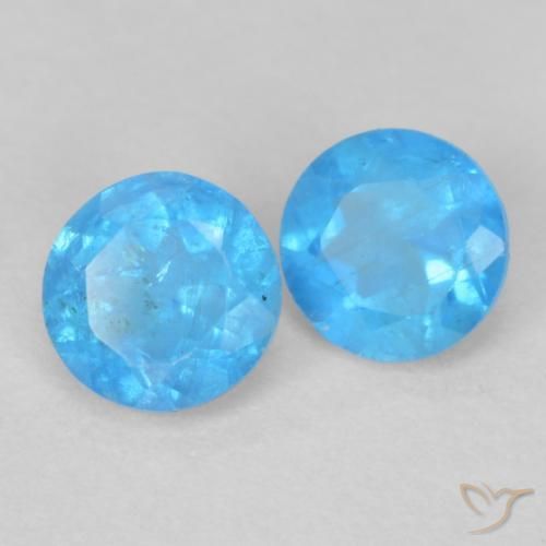 0.37 ctw Blue Apatite Stones, Natural Apatite in Round Facet Shape for Sale