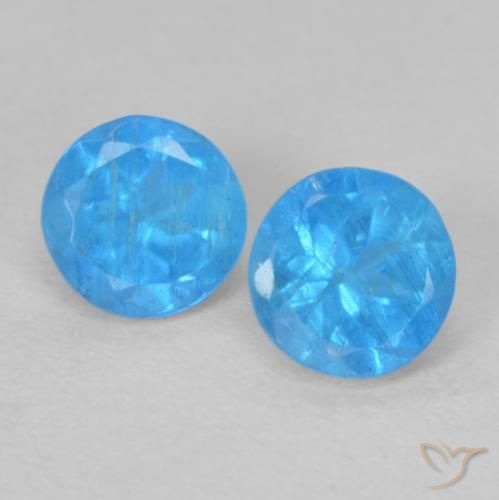 0.38 ct Blue Apatite, 3.5 mm Round Cut From Madagascar, Photo A