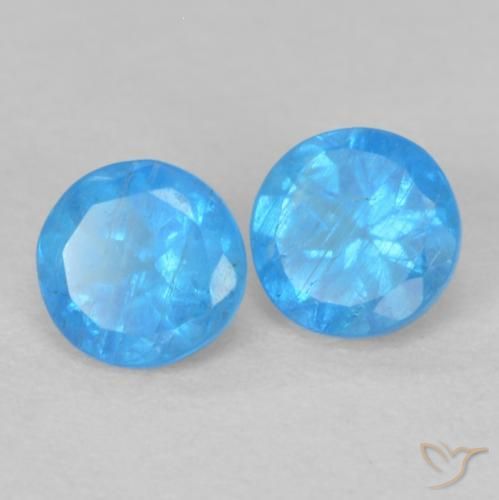 0.38 ctw Blue Apatite Stones, Natural Apatite in Round Facet Shape for Sale