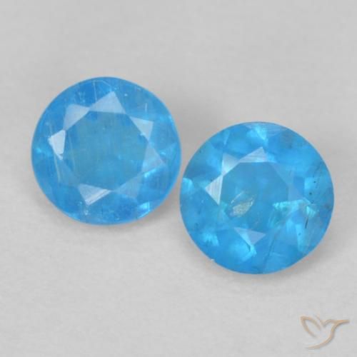 0.33ctw Natural Intense Azure Blue Apatite, Round, VS