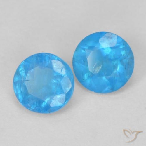 0.33 ctw Blue Apatite Stones, Natural Apatite in Round Facet Shape for Sale