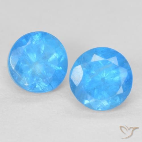 0.40 ctw Blue Apatite Stones, Natural Apatite in Round Facet Shape for Sale