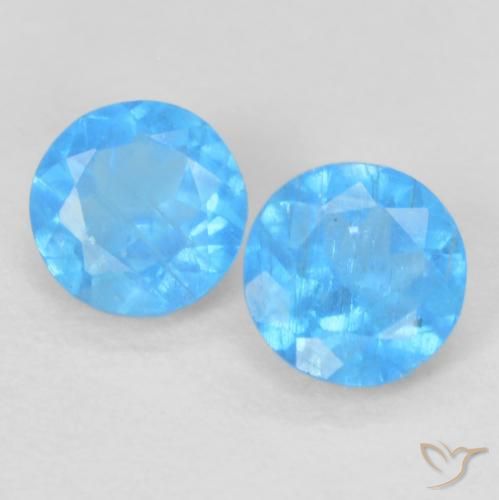 0.35ctw Natural Deep Azure Blue Apatite, Round, VS-SI