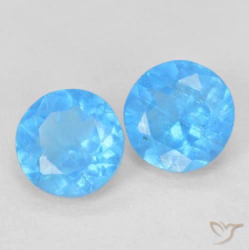 0.35 ctw Blue Apatite Stones, Natural Apatite in Round Facet Shape for Sale