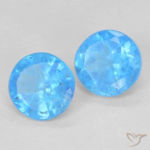 0.36 ctw Blue Apatite Stones, Natural Apatite in Round Facet Shape for Sale