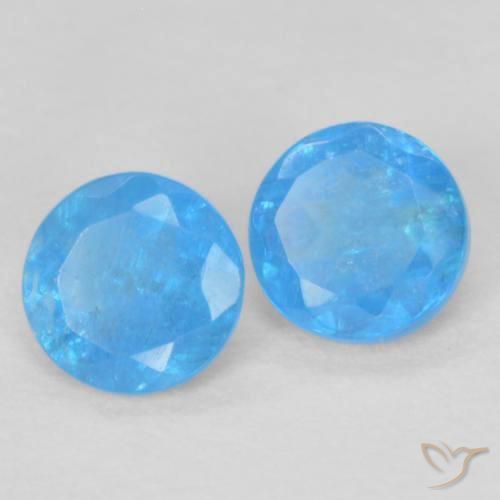 0.33 ctw Blue Apatite Stones, Natural Apatite in Round Facet Shape for Sale