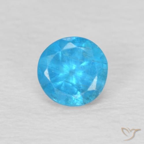0.23ct Natural Medium Blue Apatite, Round, VS
